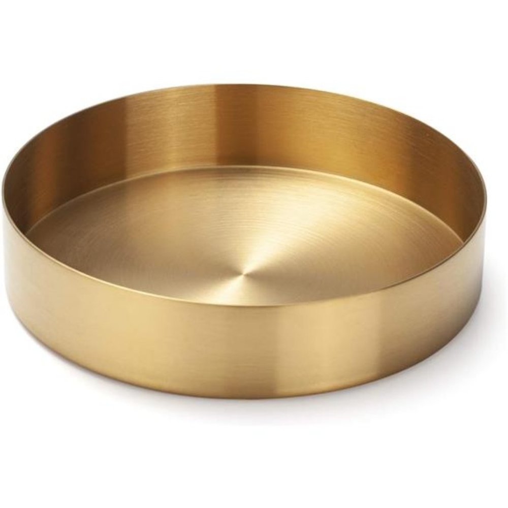 Round Gold Tray Stainless Steel Jewelry, Make up, Candle Plate Decorative Tray